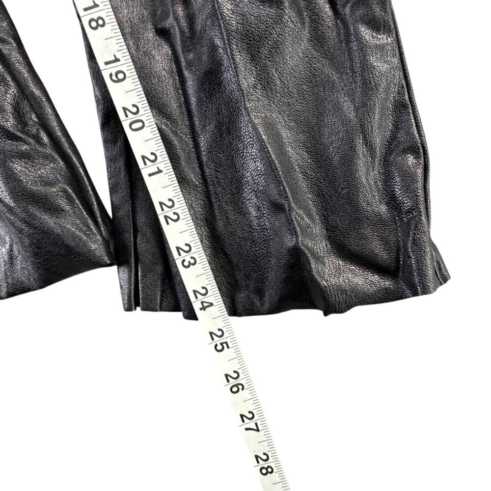 Commando Flare Crop Pull On Pants Women S Black Faux Leather Glossy Vegan Rocker - Picture 10 of 11